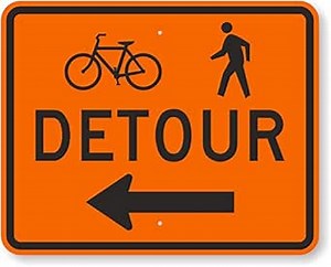 SmartSign "Bicycle Pedestrian Detour" MUTCD Compliant Sign with Left Arrow | 24"x 30" 3M High Intensity Grade Reflective Aluminum, Made in USA