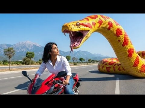 Alone girl faced giant yellow anaconda in near the mountain || snake video ||adventure story