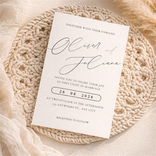 Modern Black White Wedding Invitation Suite, Minimalist Canva Template (digital Download) - Etsy