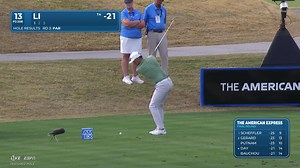 Haotong Li holes out from 58 feet for birdie on No. 13 at The American Express