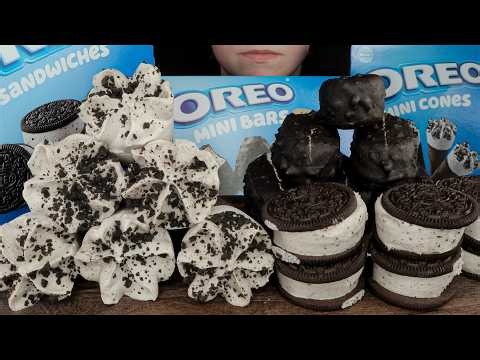 ASMR Oreo Ice Cream Cookie Sandwiches, Ice Cream Cones & Ice Cream Cookie Bars Dessert Mukbang 먹방