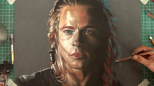 Achilles portrait drawing with bold expression and detail