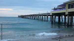 Dania beach fishing pier in Hollywood. Florida, United States Stock Video