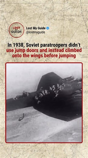 This page explores moments from the edge of history In the late 1930s, airborne forces were still new, and aircraft were not designed for parachute jumps. Many Soviet transport planes had no side doors or rear ramps, so paratroopers had to adapt. To deploy, they climbed out of the fuselage and moved onto the wings while the aircraft was in flight. Once positioned on the wing, they jumped directly into open air using simple round parachutes with very limited control. Wind blast, engine wash, and 