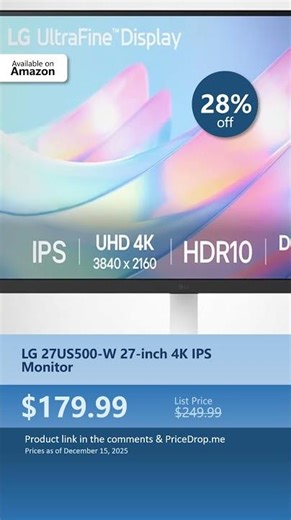 LG 27US500-W 27-inch 4K IPS Monitor