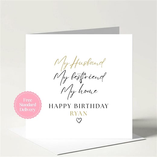 Personalised Husband Birthday Card for Him | Bespoke Name Card - Etsy