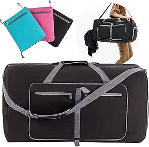 Large Travel Duffel Bag & Tote Luggage - Perfect Overnight Weekender & Gym Bag for Men & Women - Water-Resistant, Shoe Compartment - 80L (27 X 15 X 12 inches) Black