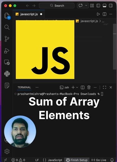 Sum of Array in Javascript in 1 line #javascript #coding #array