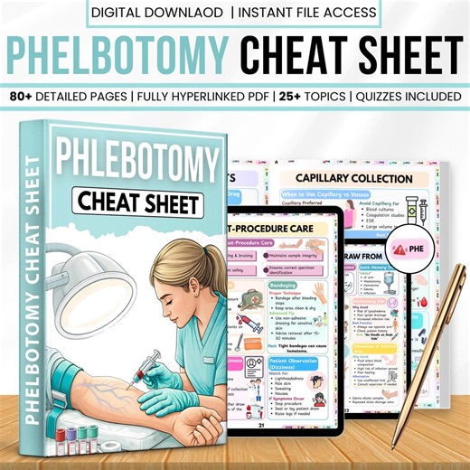 Phlebotomy Cheat Sheet PDF | Nursing Study Guide | Venipuncture Order of Draw | Tube Colors & Lab Guide | Phlebotomy Note | Instant Download - Etsy