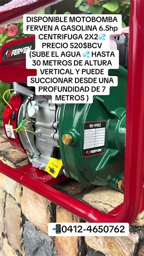 Motobomba Ferren 6.5 HP para Riego y Traslado