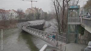 famous Murinsel steel construction at Mur river in Graz, Austria
