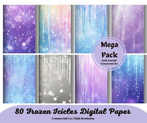 Frozen Icicles Digital Paper, Winter Ice and Snowflake Backgrounds Printable Scrapbook Paper for Commercial Use - Etsy
