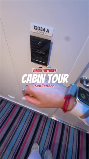 Sea Terrace cabin tour with @Virgin Voyages 🚢 If you’re planning an adults-only cruise, this balcony room seriously impressed me. Queen bed, tons of storage, mini fridge, waterfall shower, and the famous balcony hammock. Pro tip: try to book the A side so you can watch the ship sail away from Miami. Here’s what the Sea Terrace room actually looks like before you book.✨ #virginvoyages #cabintour #cruisetok #cruisevlog #adultsonlycruise