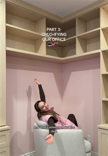 OKAYYYY what do we think of the pink now that we see the desks and shelves with it?! 👀🤭 I could nottttt be more obsessed! @Addison Bounds #diy #diyproject #office #house #vlog