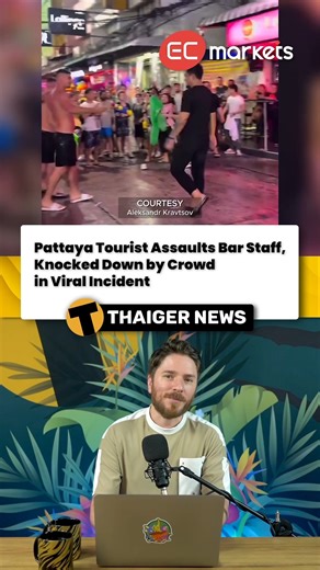The Thaiger on Instagram: "Drunken Tourist Assaults Bar Staff and Gets Knocked Out in Pattaya A foreign tourist on Pattaya’s Soi 6 provoked fury on April 15 after groping a bar worker, harassing staff, and mocking Muay Thai—only to be knocked flat by a bouncer and then roughed up by onlookers. Despite efforts from the bar’s staff to de-escalate the situation, the intoxicated man poured beer on a security guard’s head and challenged patrons to a Muay Thai match. One punch from a guard sent him cr