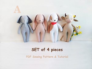 Stuffed Animal Sewing Pattern: Elephant, Bunny, Dog, Cow (PDF Download) - Etsy