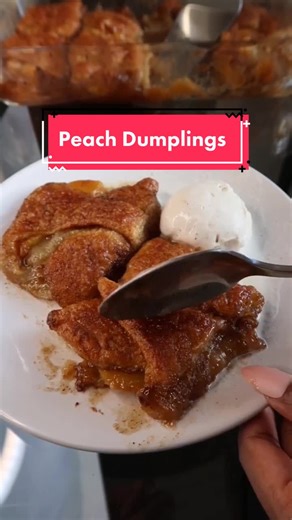 Peach dumplings. Reply to @bellefeeee #tiktokfoodie #dessert #quickrecipes #fyp #cook #learnontiktok