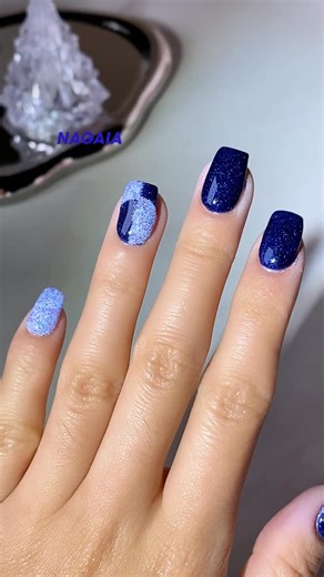 thenagaia | Dual block sapphire & candy shimmer French tip nails dipping Inspo 💅✨ get you base art to create French or block nails as easy as taking a... | Instagram