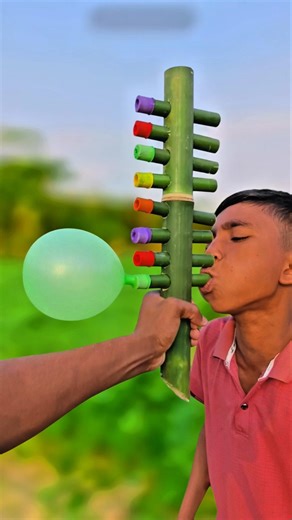 Wow! Amazing Idea with Bamboo and 8 Colorful Balloons! 🎋🎈#bambooart #diy #toys