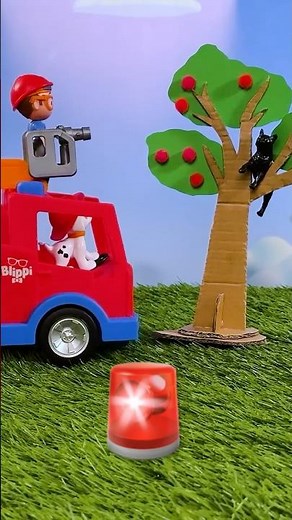 🔥Blippi and his Puppy 🐶 RESCUE a Kitty Cat🙀! Firetruck Emergency🚒! #shorts
