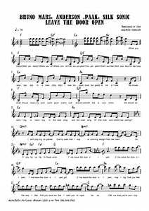 Bruno Mars - Leave the Door Open Piano Sheet Music โน้ตเปียโน
