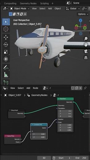 Make Random Rotation Animation With Blender Geometry Nodes In 1 Minute #shorts #blender #blender3d