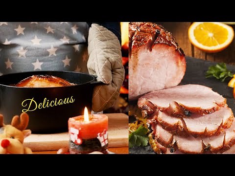 Dutch Oven Honey/Mustard Glazed Ham with Scalloped Potatoes!