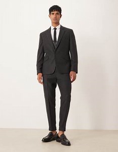 ASOS DESIGN slim suit set in wool blend black plaid | ASOS