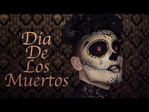 Black & Gold Dia De Los Muertos Halloween Makeup Tutorial
