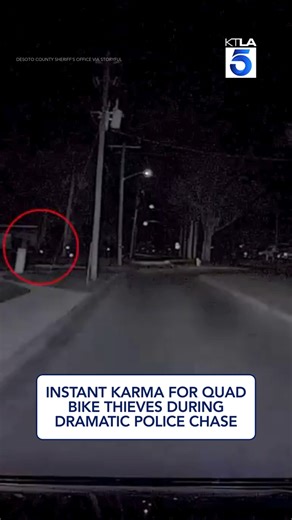 Wild dashcam footage captured the moment police successfully caught two thieves who stole a quad bike after a dramatic chase through Arcadia, Florida, on Saturday, December 27. | KTLA 5 News