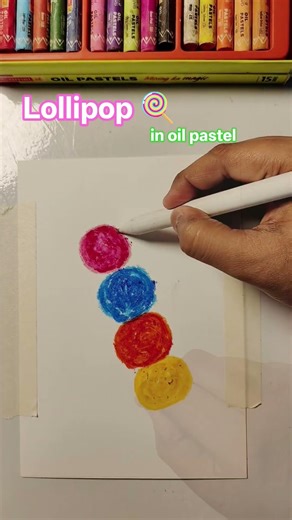 🍭 Easy Lollipop Drawing 😍| Oil Pastel #oilpastel #painting #shorts #drawingtutorial