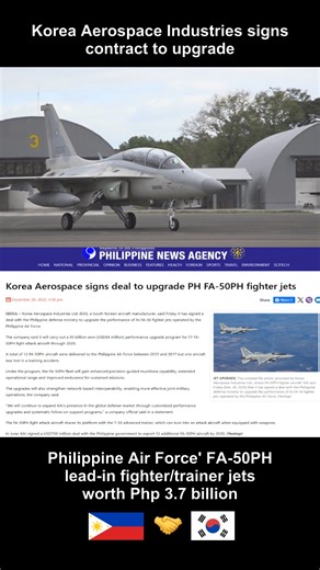 Philippine Air Force' current FA-50PH fleet will undergo upgrades related to enhanced precision-guided munitions capability, extended operational range and improved endurance for sustained missions. #PhilippineAirForce #FA50 #AFPMPU #AFPModernizationProgram #southkorea #KoreaAerospace #fbreelsvideo | AFP Modernization Program Updates