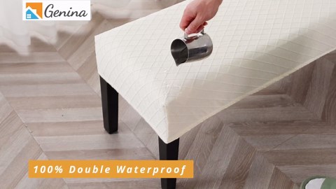 Genina Waterproof Dining Room Bench Covers, Stretch Jacquard Bench Seat Protector Cover, Rectangular Bench Cover for bedrooms, Living Rooms, Kitchens, Removable, Washable (Taupe)