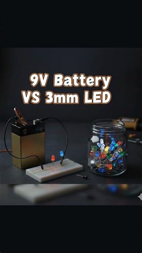 9V Battery vs 3mm LED 😱 Blast Hoga? 💥 #9vbattery #led