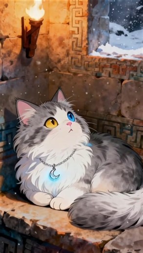 Mythic Guardian Luna | Cozy Christmas Eve 💙🎄 #cat #mainecoon #ai #cute #magiccat #christmas #viral