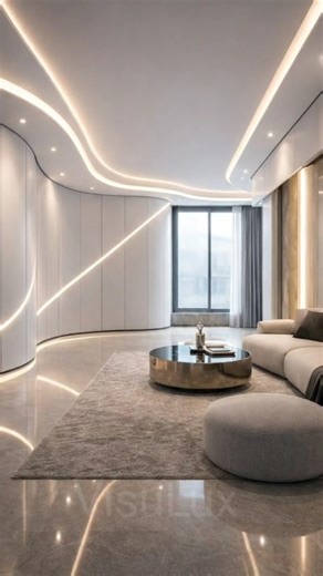 VisuLux on Instagram: "Wait till the ceiling lights turn on…” 😍 From raw space to futuristic luxury ✨ Seamless ceiling finish, curved walls & smart LED lighting — this living room is designed to feel modern, calm & premium. Would you live here? 👀💭 👇 Comment YES or NO #FuturisticInterior #LuxuryInterior #ModernLuxury #InteriorDesignInspiration #LuxuryLivingRoom ModernHome InteriorGoals HighEndDesign SmartLighting LuxuryHomes MinimalInterior DesignInspiration"