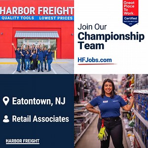 5.4K views | Our Harbor Freight store in Eatontown, NJ is now hiring Part-Time Sales and Stocking Associates. Interested in a career with growth opportunities and benefits that make a real difference in your life? Apply now at https://bit.ly/429PFIJ! | Careers at Harbor Freight Tools | Facebook