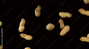 Super slow motion of flying peanut collision. Filmed on high speed cinema camera, 1000 fps.
