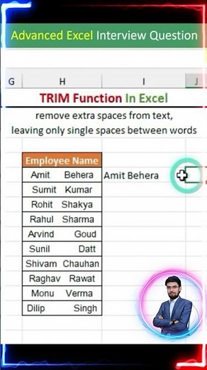 Excel TRIM Function – Remove Extra Spaces Easily