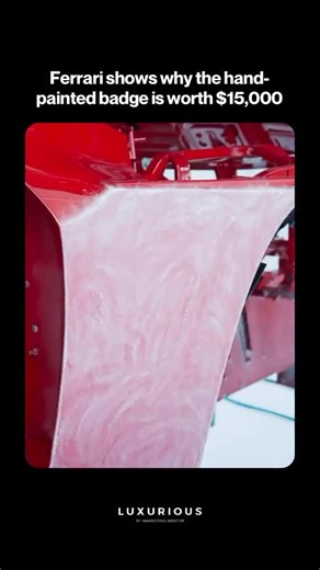 Luxurious on Instagram: "Ferrari has pulled back the curtain on the artistry behind its $15,000 hand-painted Scuderia shield, highlighting why it is valued as more than a simple aesthetic option. Each emblem is individually painted by expert craftsmen, a process that takes several days and relies on techniques refined over generations. Layer by layer, the colours are applied by hand, followed by meticulous detailing and repeated baking to lock in depth and durability. The result is a badge that