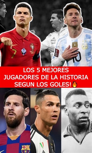 Estos son los cinco mejores jugadores de la historia segun el Ranking Mundial del futbol solo contando goles!🔥 El ranking mundial del futbol sabe que Cristiano Ronaldo es mejor que Messi #messi #cr7 #cristianoronaldo #championsleague | Elite football