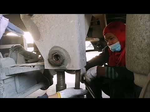 semi trailer BPW 3axle leaf spring bushing replace