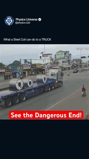 Steel Coil Rolls to Truck Front - Newtons First Law - Physics #iitjee #neet #iitjam #csir #ifas #pw