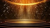Stage shaped golden particle background Loop