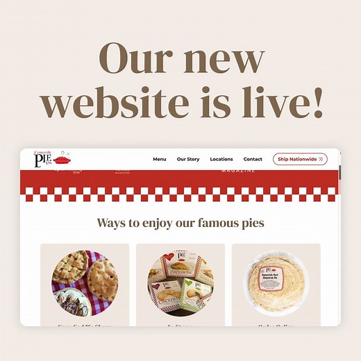 We're excited to announce that our new website is live! 🤩 Use the locator tool to find our pies in a store near you 📍 Check it out! 🔗 https://www.centervillepies.com/ | Centerville Pie Co.