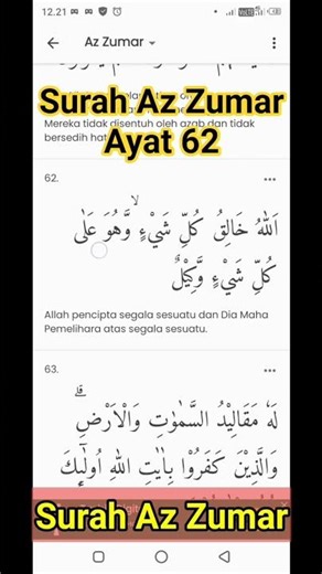 Surah Az Zumar Ayat 62 Reading Surah AzZumar #short #azumar #surahazzumar #quran #learnquran #learn