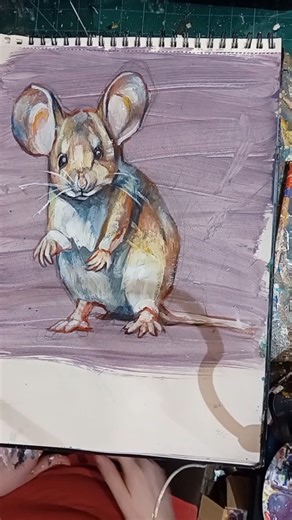 painting a christmas mouse in my sketchbook #shorts