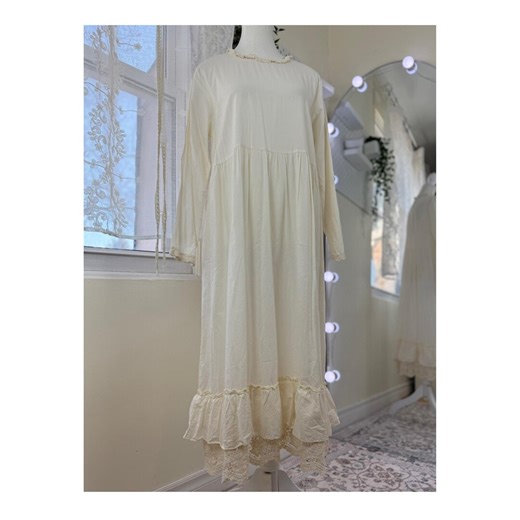 100% Cotton Lace Tiered Dress Romantic Cottagecore Prairie Dress Women Loose Fit Long Sleeve Lightweight Summer Dress Natural Soft Girl - Etsy