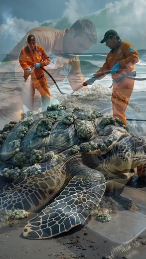 Emotional Ocean Rescue: Saving a Giant Sea Turtle Covered in Barnacles