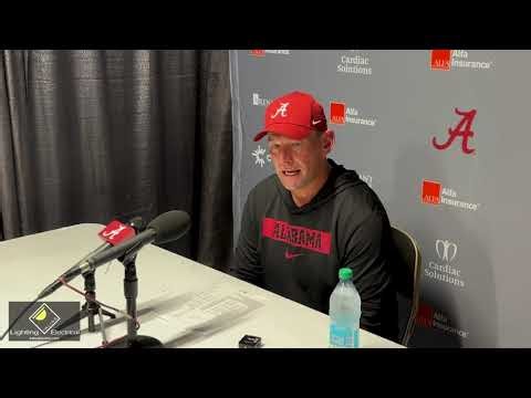 Kalen DeBoer addresses the media following Alabama's 27-24 win over Mizzou